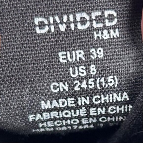 H&M Divided Size US8 EU39 Women Platform Canvas Boot Lace Up Black Streetwear - Picture 6 of 6